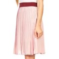 thumbnail image 3 of Sakkas Amira Accordion Pleated Midi Crepe Slim Skirt with Elastic Waist - Pink/burgundy - One Size Regular, 3 of 5