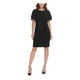 Maison Jules Women's Scalloped Short Sleeve Jewel Neck Above the Knee Sheath Cocktail Dress Blue Size 2