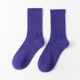 thumbnail image 1 of Summer Socks For Women Cotton Soft Mid Length Socks Comfortable Breathable Solid Color Fall Winter Simple Designer Striped Socks Purple, 1 of 6