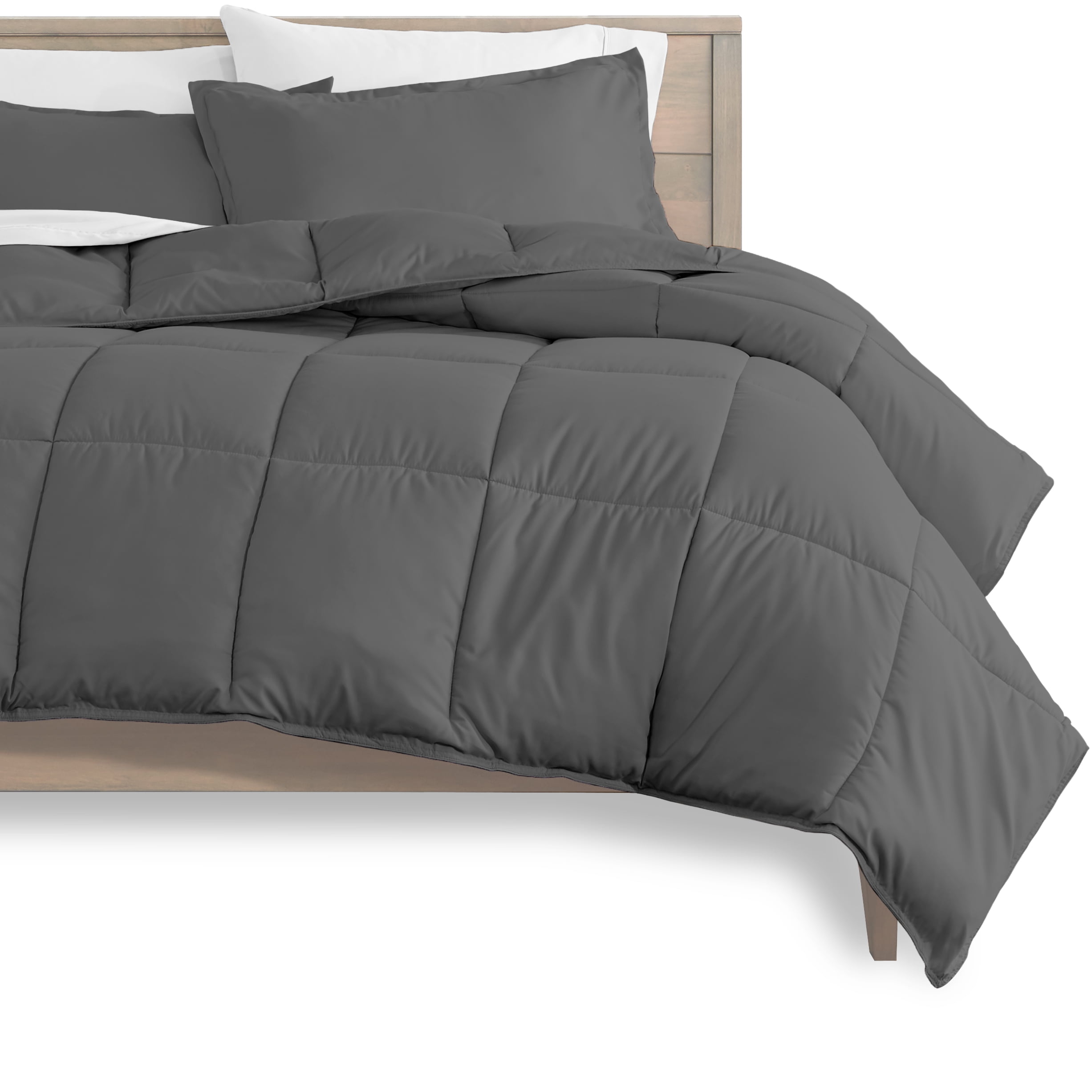 Bare Home Microfiber 8-Piece Gray and White Bed in a Bag, Split King