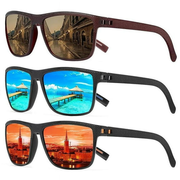 TURBOPEP 3 Pairs Simple Sunglasses For Everyday Use, Unisex Polarized Glasses, Square Sunglasses,Lightweight Frame Sun Glasses with UV Protection, Travel Accessories gafas
