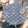 thumbnail image 2 of Purple Beige Dandelion Round Tablecloth, Fitted Table Cover with Elastic for 55"-60" Round Tables, Farmhouse Botanical Blossom Table Cloth Outdoor Indoor Dinning Party Waterproof Tablecloths, 2 of 7