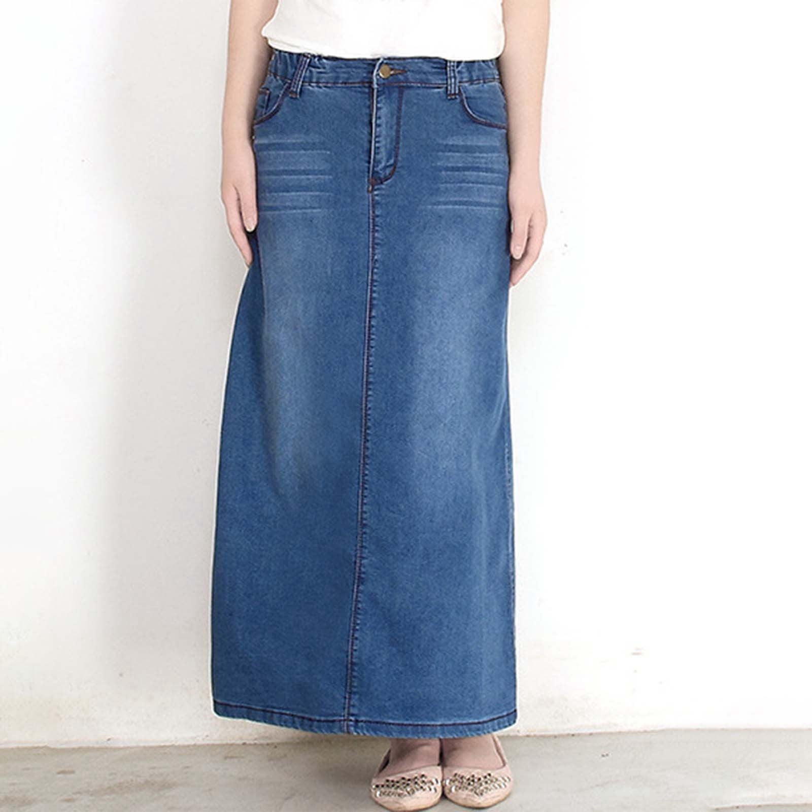 Amazon.com: Women's Stretchy Jean Skirt A-line Short Denim