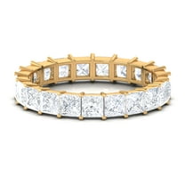 Rosec Jewels Princess Cut Moissanite Eternity Band Ring for Women - Full Eternity Ring, 14K Yellow Gold, US 6.00