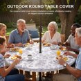 thumbnail image 3 of Round Outdoor Tablecloth with Umbrella Hole and Zipper, Spring Flower Tablecloth with Elastic Waterproof, Vintage Farmhouse Light Purple Boho Leaf Patio Table Covers for 31" - 35" Picnic Pool Tables, 3 of 9