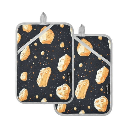 

Two Pieces Of Square Heat Insulation Pad Oven Mitts 7x9.8 Inch Oven Microwave Kitchen Cooking Baking Yellow Stone