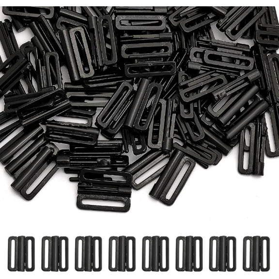 80 Sets Craft Plastic Black Tape Closure Hook Clasp Fasteners Bikini Clips 18.5x24x5mm
