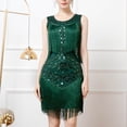 thumbnail image 2 of TAIAOJING 1920 Vintage Prom Sequins Gowns Vest Round Neck Plus Size Beaded Tassel Dresses, 2 of 4
