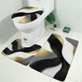 thumbnail image 2 of Black White Gray Gold Marble Pattern Bathroom Rugs Sets 3 Piece,Toilet Cover Set,Absorbent Non Slip Bathroom Mats Sets with U-Shaped Contour Rug Toilet Rug Set, 2 of 5