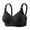 Black, variant on Women's Leaf Jacquard Wireless Bra, Floral Lace Trim, Adjustable Wide Straps, Multi-Hook Back, Rhinestone Flower Detail, Soft Daily Support Bra