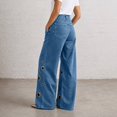 thumbnail image 4 of VBVC Women's Grommet Eyelet Jeans with Pockets , High Waisted Wide Leg Denim Pants For Women, S-2XL, 4 of 8