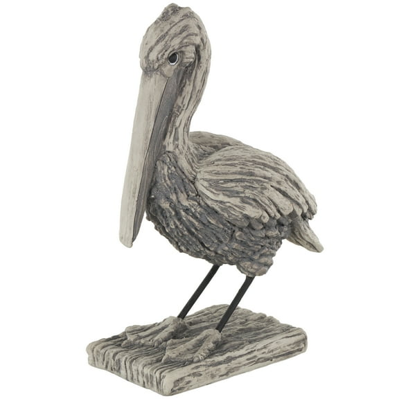5" x 13" Gray Polystone Textured Pelican Sculpture, by DecMode