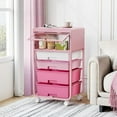 thumbnail image 4 of Utility Cart With 4 Drawers,Craft Cart,Storage Cart,Rolling Cart With Drawers,Cart With Drawers,Kids Craft Organizers And Storage With Flip-Up Drawer Door,Pink, 4 of 14