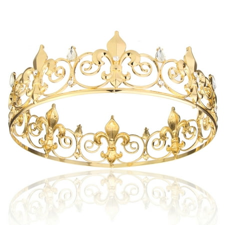 Full Circle Men's Crown Imperial Medieval Tiara Fleur De Lis Gold King Crown Pageant Party