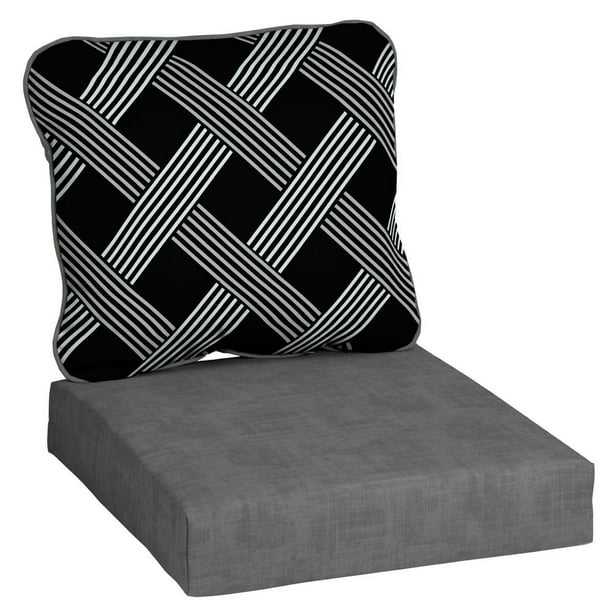 Hampton Bay Black Lattice Deep Seating, Patio Lounge Chair Cushions Canada