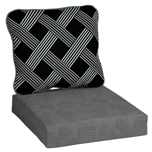 Hampton Bay Black Lattice Deep Seating Outdoor Lounge Chair Cushion Com Hampton Bay Black Lattice Deep Seating, Patio Lounge Chair Cushions Canada