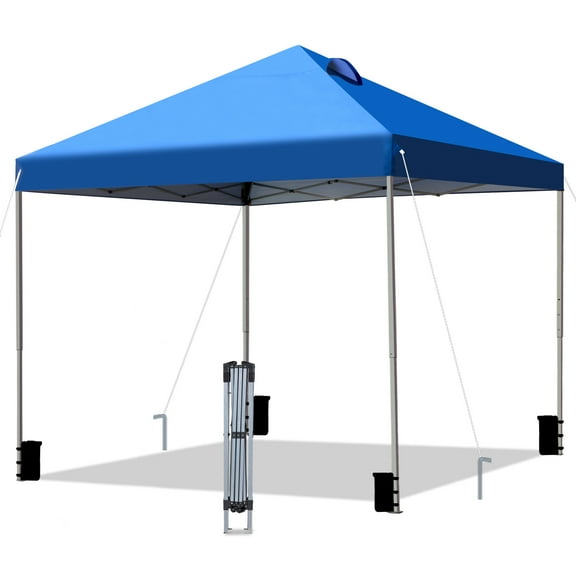 Heavyduty 10' x 10' Popup Canopy Tent, Straight Leg Instant Sun Shelter Blue Color