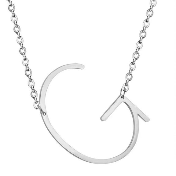HIJONES Women's Men's Stainless Steel Big Initial 26 Letter A to Z Pendant Necklaces Alphabet Personalized Charm Chain Necklace Silver G