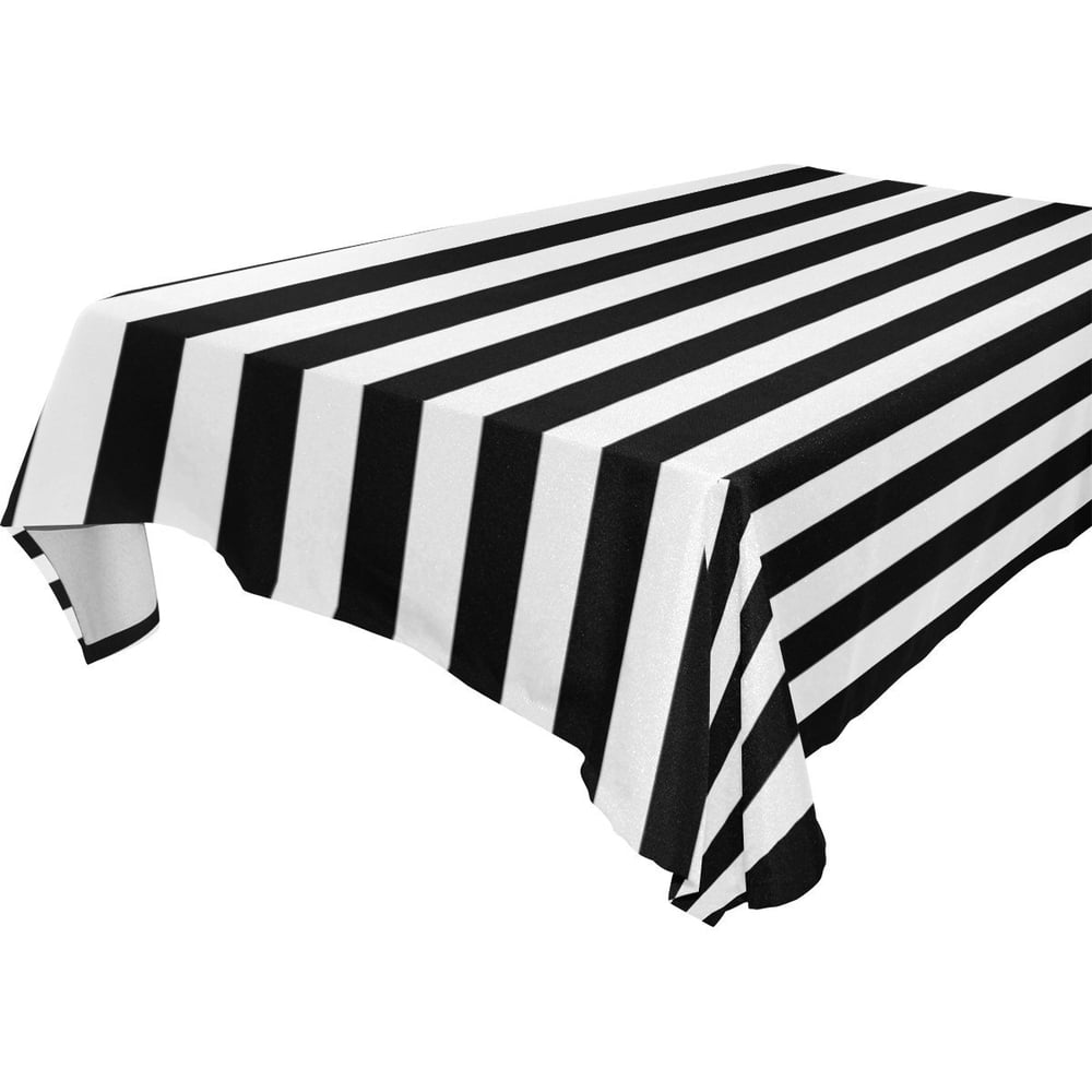POPCreation Black And White Stripes Tablecloth 52x70 inches Walmart