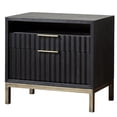 thumbnail image 1 of Bowery Hill Table de Chevet 2 Tiroirs en Acajou Noir Transparent, 1 of 4