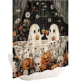 thumbnail image 1 of Cortina Baño Espeluznante Halloween Lindo Fantasma Dibujos Animados Lavable, 1 of 9