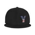 thumbnail image 2 of DouZhe Flat Brim Cap Snapback Hat, Letter Y Usa Flag Stickers Prints Adjustable Black Adult Baseball Cap, 2 of 7