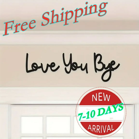 Love You Bye Sign Above Door Wood Bathroom Decor Valentine's Black Bathroom Pictures Wall Decor Love and Warm for Your Family Lovers Wall Art Decor for Entryway