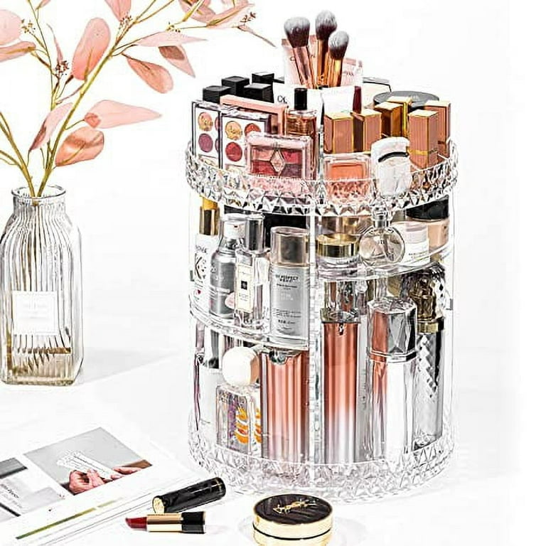 Makeup Brush Holder Transparent Dustproof Multi-compartment with Lid 360°  Rotating Makeup Brush Display Case Office Supplies - AliExpress