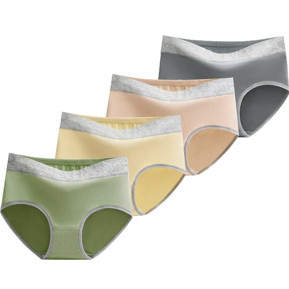Xmarks Women's High Waisted Cotton Underwear Soft Breathable Panties Stretch Briefs 4 Pack