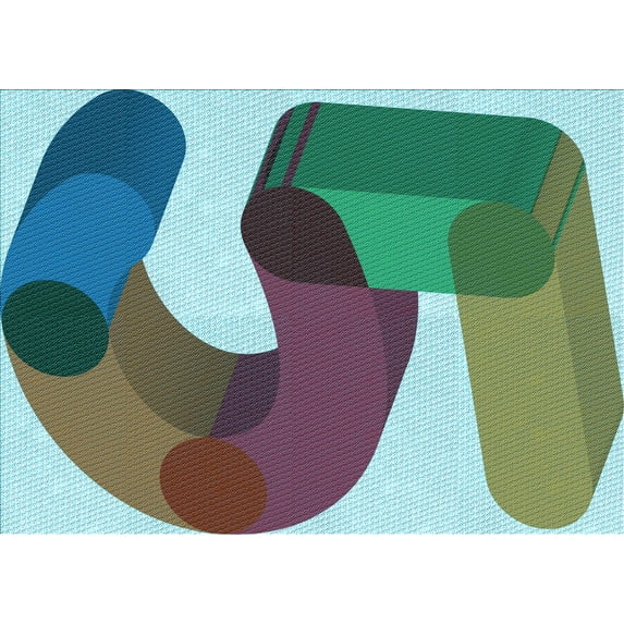 Ahgly Company Indoor Rectangle Patterned Northern Lights Blue Area Rugs, 7' x 10'