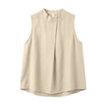 thumbnail image 6 of MOJOGO Tank Tops for Women Mock Neck Sleeveless Blouse Textured Cotton Linen Blend A Line Shirts Casual Office Summer Outfits, 6 of 6