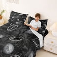 thumbnail image 3 of Castle Fairy Sport Football Print Queen Sheets 4 Pieces, Vintage Ball Pattern Queen Sheet Sets, Black Grey White,1 Fitted Sheet, 1 Flat Sheet and 2 Pillowcases, 3 of 6