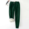 thumbnail image 6 of CENGNIAN Women's Solid Color Fleece Pockets Plus-Size Bandage Elastic Waist Wei Pants Casual Harun Leggings,Green,Size XXL, 6 of 7