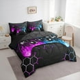 thumbnail image 3 of Castle Fairy Teens Blue Purple Gamepads 7-Piece Twin Bedding Sets,Geometric Honeycomb Bedding Comforter Set,Abstract Gradient Breathable Sheet Sets,Super Cozy Room Decor, 3 of 8