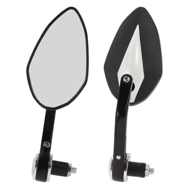 Espejos retrovisores universales ajustables para motocicleta Unique Bargains, espejos laterales de extremo de barra, montaje de aluminio y plástico, 1 juego negro y blanco, forma prismática M8