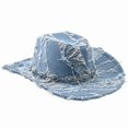 thumbnail image 3 of Byfri Unisex Wide Brim Western Cowboy Hat Adjustable Strap Outdoor Sun Hat 56-58cm, 3 of 7