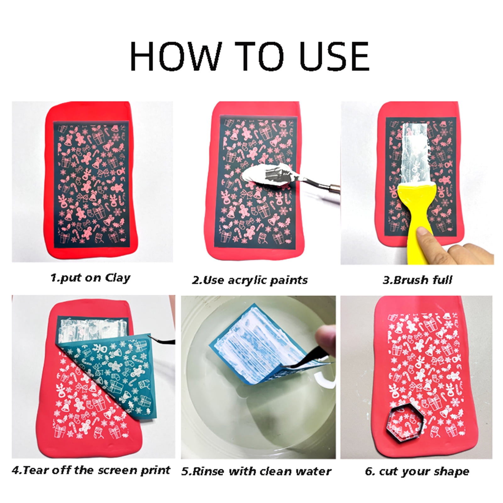 61 Pcs Earring Kit Include 6 Clay Silk Screen Stencils 24 Clay Earring Cutter 30 Earring Hooks for Earring Making