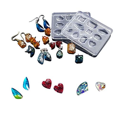 Frenshion 2 Pieces DIY Silicone Mold Necklaces Earrings Pendant Resin Jewelry Making Mould Hand Craft Resin Molds Nail Art Beauty Tools Accessories