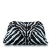 Pre-Owned Authenticated Bottega Veneta Zebra Print Envelope Clutch Bag Calf Leather Black