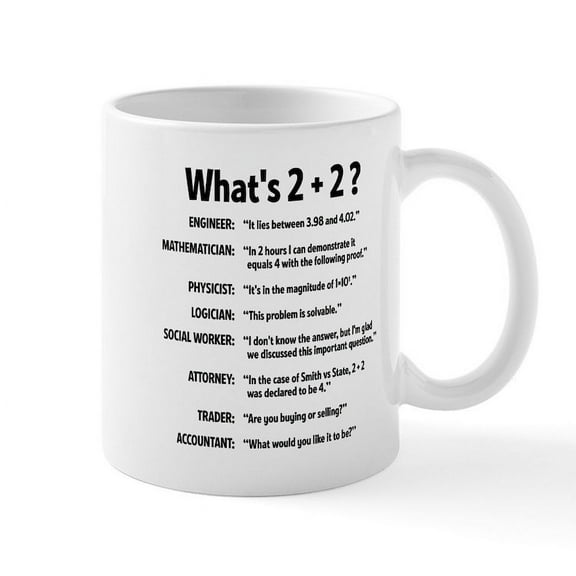 CafePress - 2 Plus 2 Mugs - 11 oz Ceramic Mug - Novelty Coffee Tea Cup