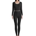 thumbnail image 1 of Thermal Underwear for Women Fleece Lined Base Layer Pajama Set Cold Weather - Black, 1 of 6