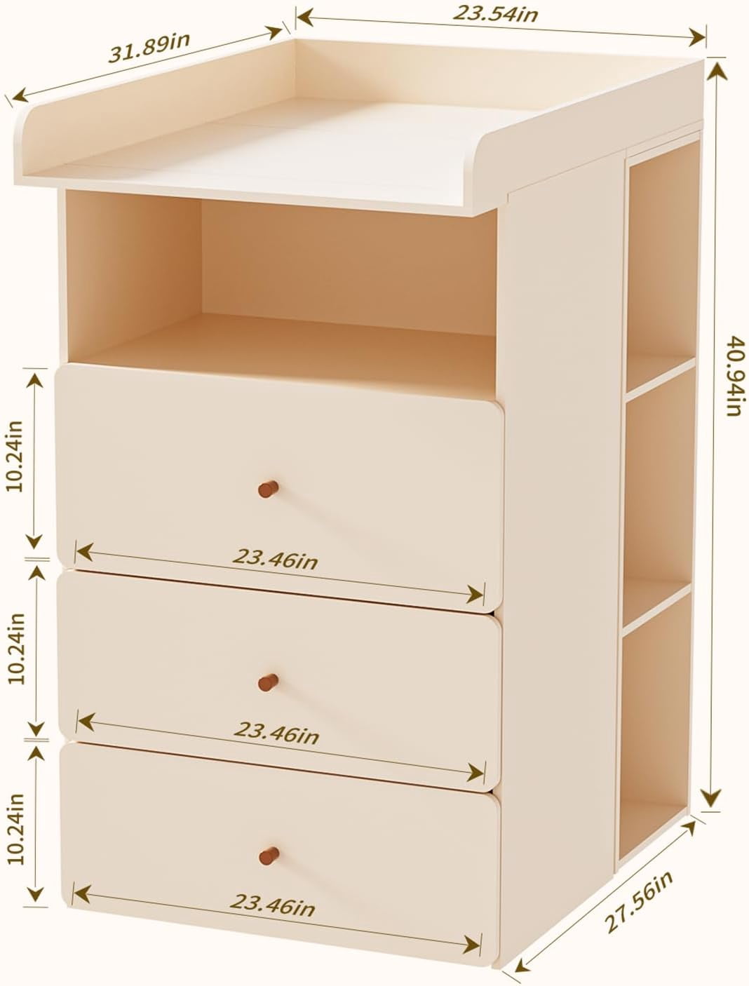 Baby Changing Table Dresser with Removable Nappy Tray, Lattice Cabinets - Cuoote 6 Drawer Nursery Dresser, Diaper Changing Station for Nursery, Living Room (Nude Pink)