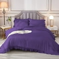 thumbnail image 5 of DNG Creations 1 Piece Vintage Ruffle Pattern Comforter Set Premium Ultra Soft 550 GSM All Season ( Oversized Super King Size ) 100% Egyptian Cotton Solid Purple Colour, 5 of 8