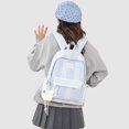 thumbnail image 3 of Cute Aesthetic School Backpack, Spacious Backpack with Pendant, Lightweight Breathable Bookbag for Middle School College (Blue), 3 of 5