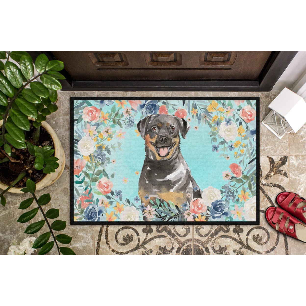 Carolines Treasures CK3415JMAT Rottweiler Door Mat Indoor Rug or Outdoor Welcome Mat 24x36 Doormat 36"L x 24"W