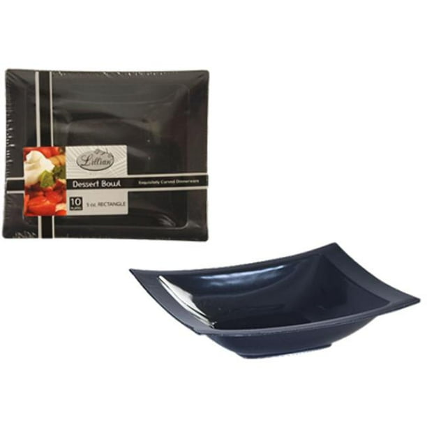 Lillian 1853135 Rectangular Black Plastic Dessert Bowls 5 oz Case