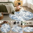 thumbnail image 6 of 3ft Round Rug, Blue Coastal Non-Skid Rubber Backing Large Area Rugs - Living Room Bedroom Home Office, Summer Nautical Ocean Beach Coral Fish Indoor Floor Mat Carpets Washable Rug, 6 of 9