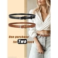 thumbnail image 2 of Timarkment 2pcs Women Leather Belts Skinny Solid Color Pin Buckle Black & Brown Tan Belts for Womens, 2 of 8