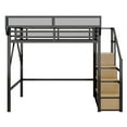 thumbnail image 6 of Mirightone Full Size Loft Bed with Stairs & Storage, Metal Loft Bed with Wardrobe & Extended Shelf, Full Loft Bed for Teens & Adults (Black), 6 of 8