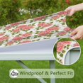 thumbnail image 6 of Square Tablecloth with Elastic Edges 36 * 36 Inch Pioneer Waterproof Pink Rose with Green Leaf Table Cover Washable Indoor and Outdoor for Party Kitchen Dinner Banquet Patio Picnic, 6 of 6